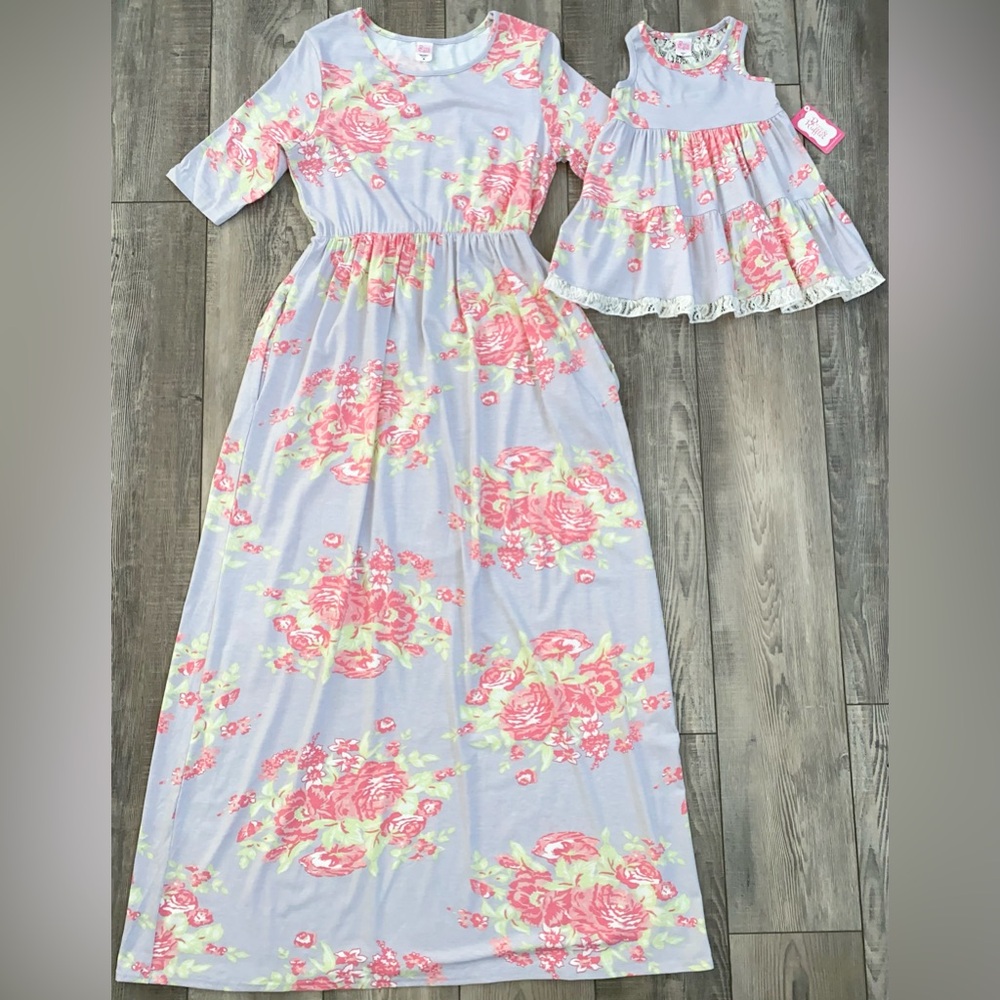 NWT Ricrac & Ruffles Mommy & Me Mothers Day Photos Lavender Maxi Dress Medium 2T